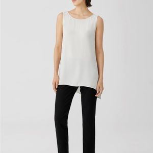 NEW System Silk Georgette Crepe Bateau Neck Shell XL